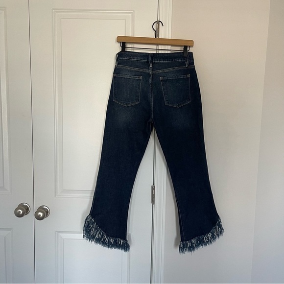 Frame Le Crop Mini Boot Cut Shredded Raw Hem Jeans Bayberry - Picture 5 of 10